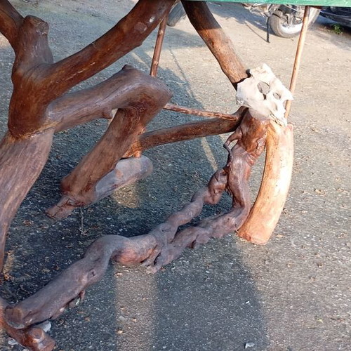 Handmade tables from roots and branches with glass top, new