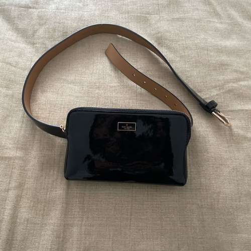 Kate Spade New York waist bag, black patent leather