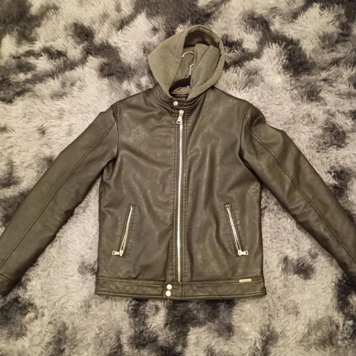 Leather jacket men's American star new, black and grey, size S