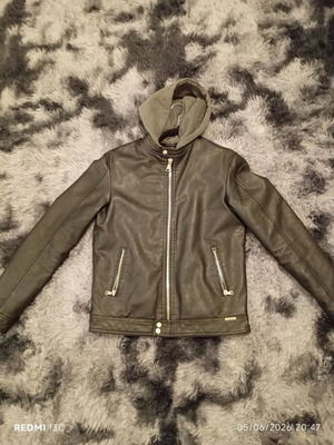 Leather jacket men's American star new, black and grey, size S