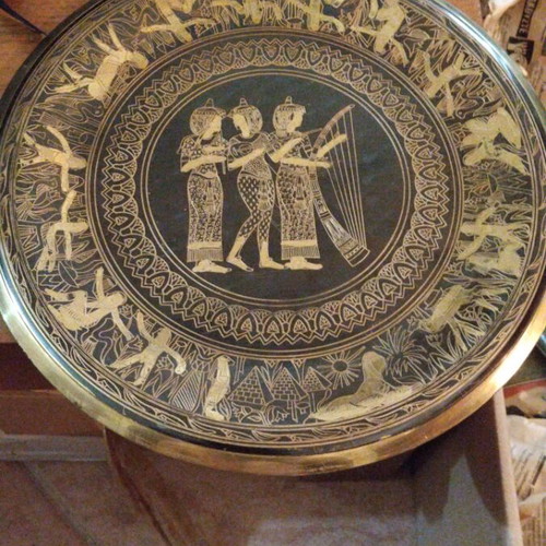 Decorative brass or copper wall plate like new, Egyptian souvenir
