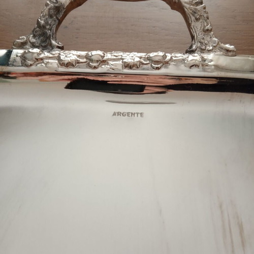 Silver-plated rectangular tray new, silver color with handles 40x18cm