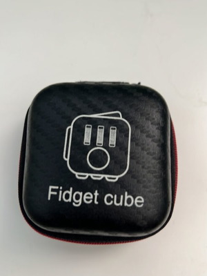 Fidget Cube used with protective carrying case, white and black
