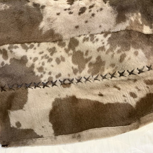 Animal print leather skirt like new, size M 38 10, beige and brown