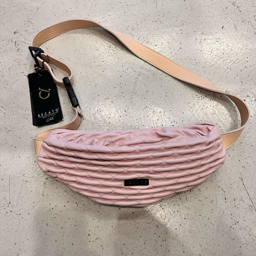 Leather banana style crossbody bag pink new