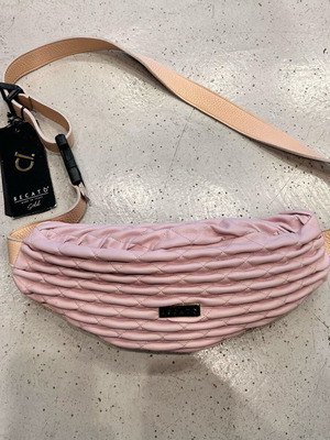 Leather banana style crossbody bag pink new