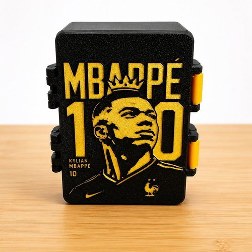 World Cup Player Card Storage Box, 3D Printed, Black and Gold