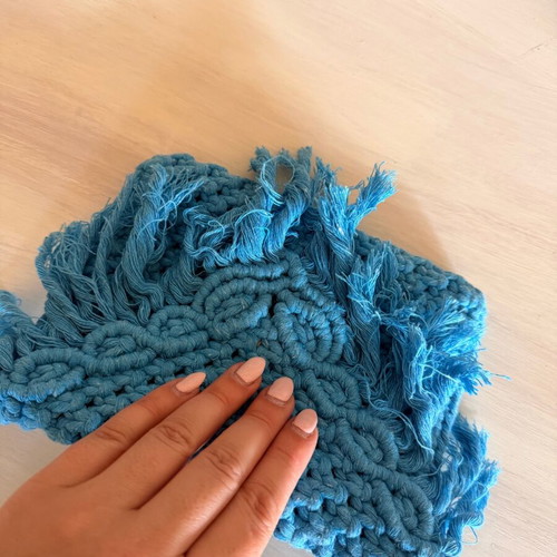 Handmade knitted handbag new, blue