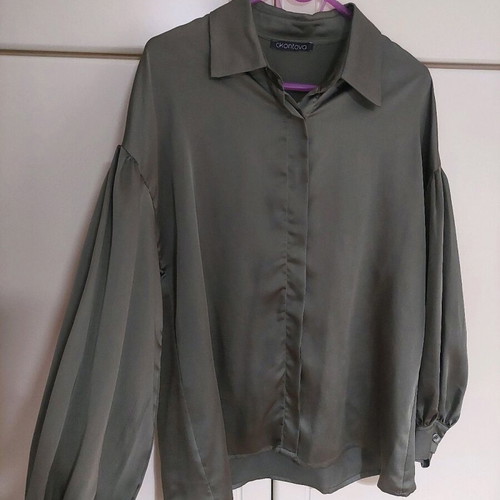 Ckontova khaki satin shirt like new