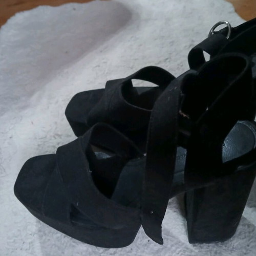 Women's platform sandal heels black new, size 38