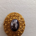 Pin with natural hematite energy crystal, new, black and gold