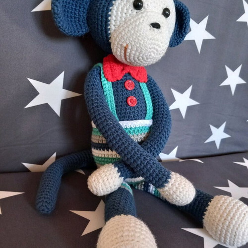 Handmade knitted monkey doll 36 cm new