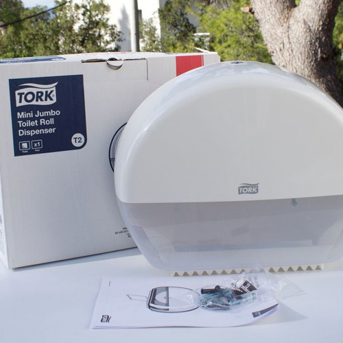 Tork Mini Jumbo Toilet Roll Dispenser T2 new, white plastic