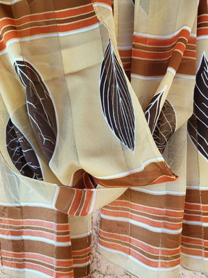 Scarf used brown with leaves