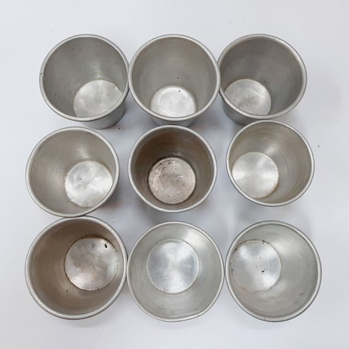 Retro aluminum baking molds used, set of 9 for creme caramel
