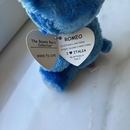 Ty Beanie Boos Romeo Blue Collectible Bear Italy-exclusive new