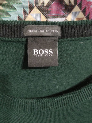 Hugo Boss knitted sweater XXL dark green like new, 100% wool