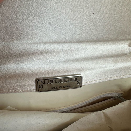 Vintage Stuart Weitzman satin shoulder bag new, white