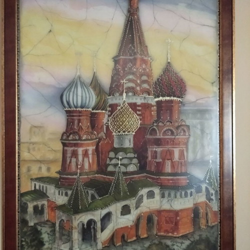Silk screen print painting from Russia used with frame