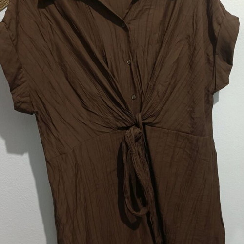 Mango dress brown like new with belt, size L