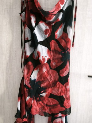 SunsetGo! Mini Dress with Cowl Neck and Floral Details, New