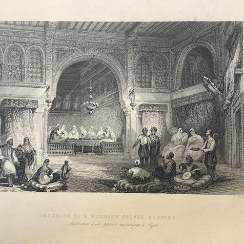 Interior of Moorish Palace in Algiers chalcography used 32x23cm