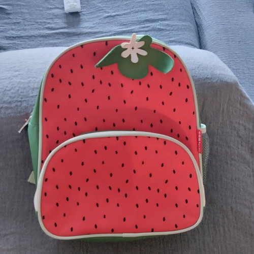 Children's strawberry backpack like new, red