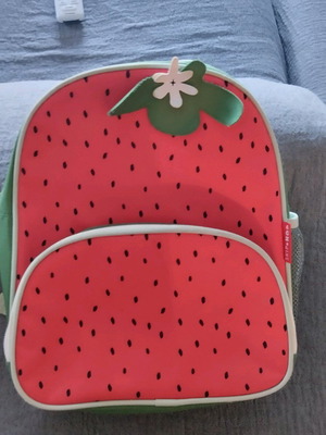 Children's strawberry backpack like new, red