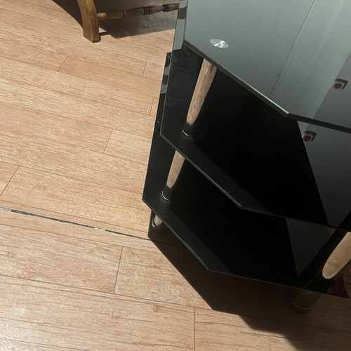 Glass TV table black, used
