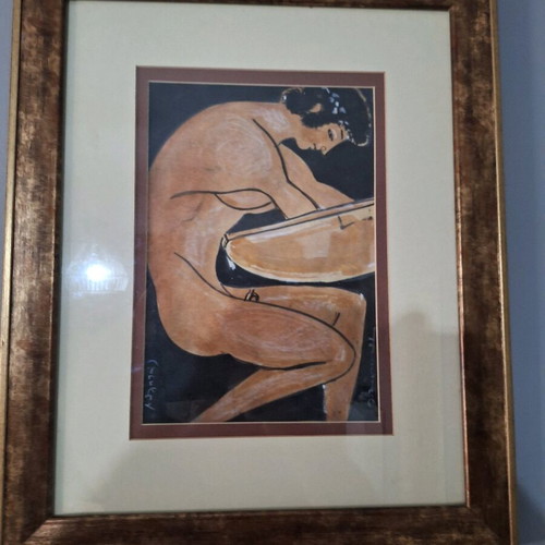 Lazaros Pantos Original Artwork Nude with Drum new