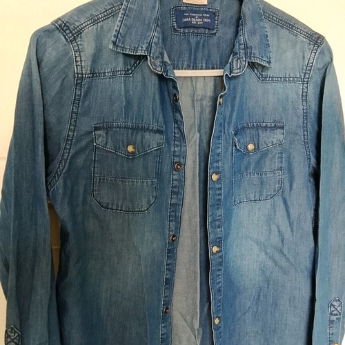 Zara kids' long-sleeve denim shirt like new, dark blue