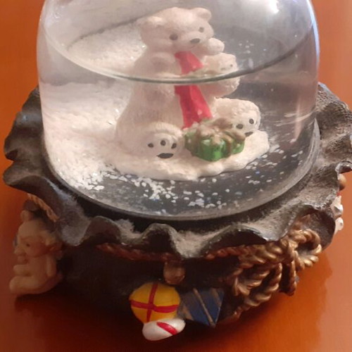 Glass globe with teddy bear like new