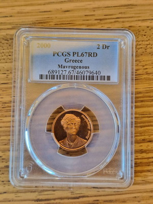 Manto Mavrogenous Coin 2 Drachmas PCGS PL67RD like new (2000)