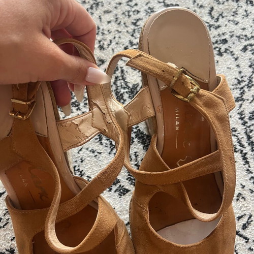 Creazioni women's platform sandals size 37 used, brown, back tie