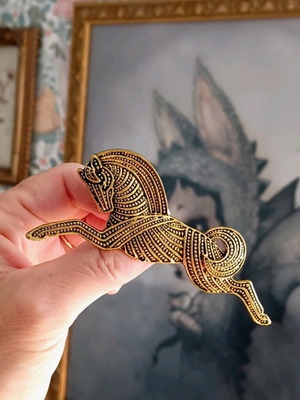 Horse brooch new, large, gold color, vintage style