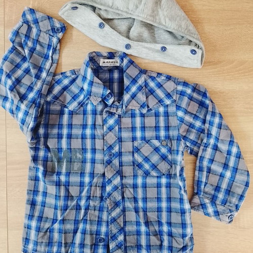Marasil hooded shirt for 3-year-old boy like new, gray and blue