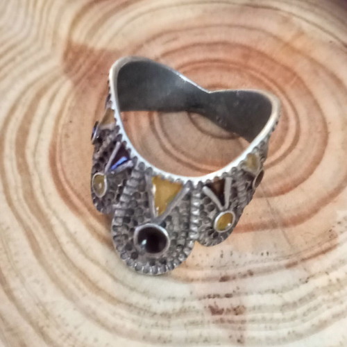 Silver 925 filigree ring with enamel like new size 55