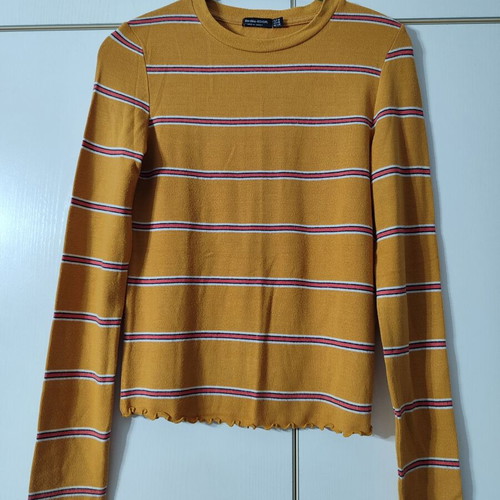 Bershka girl medium blouse like new, yellow and beige