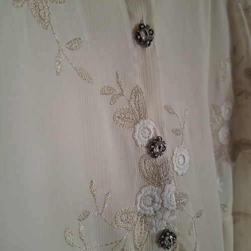 Nidodileda asymmetric dress S new, ivory with floral embroidery