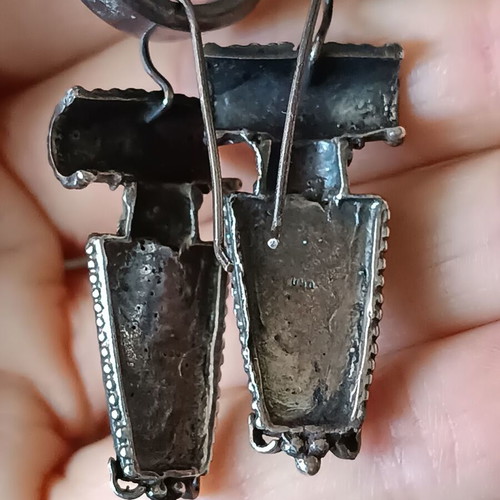 Silver earrings 950 like new, about 4cm, with box