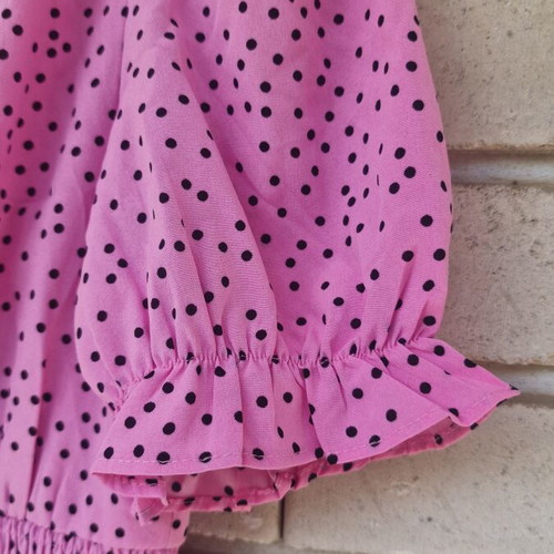 Pink summer mini dress like new, size XS/S, polka dot