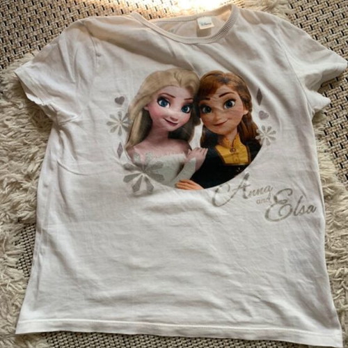 H&M Frozen Anna and Elsa white T-shirt size 134/140