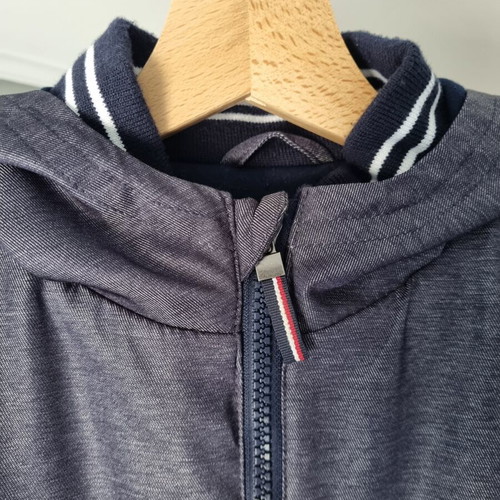 Orchestra bomber jacket with hood, denim look, size 164 cm