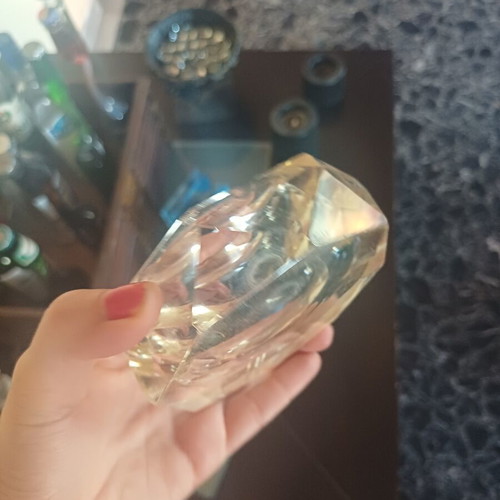 Vintage heavy crystal ashtray mid-century modern