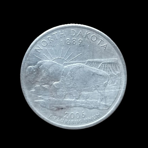 25cent USA North Dakota 2006 Buffalo coin used with P mark