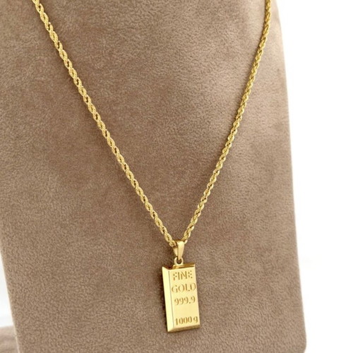 Italian 18K Gold Necklace with Pendant Amulet, 3.4g, 50cm