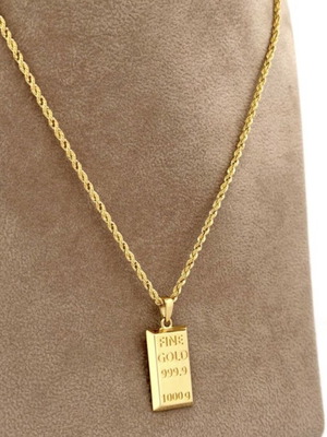 Italian 18K Gold Necklace with Pendant Amulet, 3.4g, 50cm