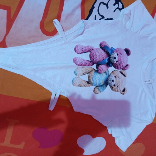 Bodysuit like new, white and pink, sizes XS to M