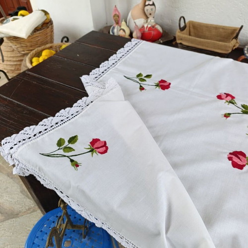 Square handmade tablecloth like new