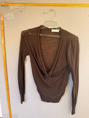 Women's brown knitted top with draped neckline used, size S